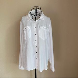 Calvin Klein Roll-Tab Lyocell Long Sleeve Button Down Shirt Size L